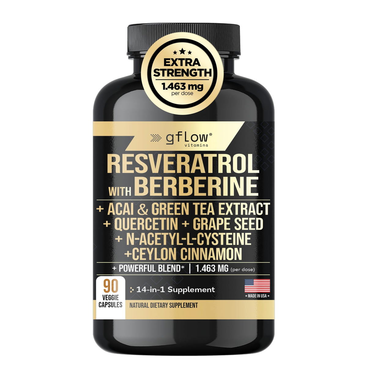 gflow vitamins Complément Alimentaire Resvératrol 1000mg vue de face