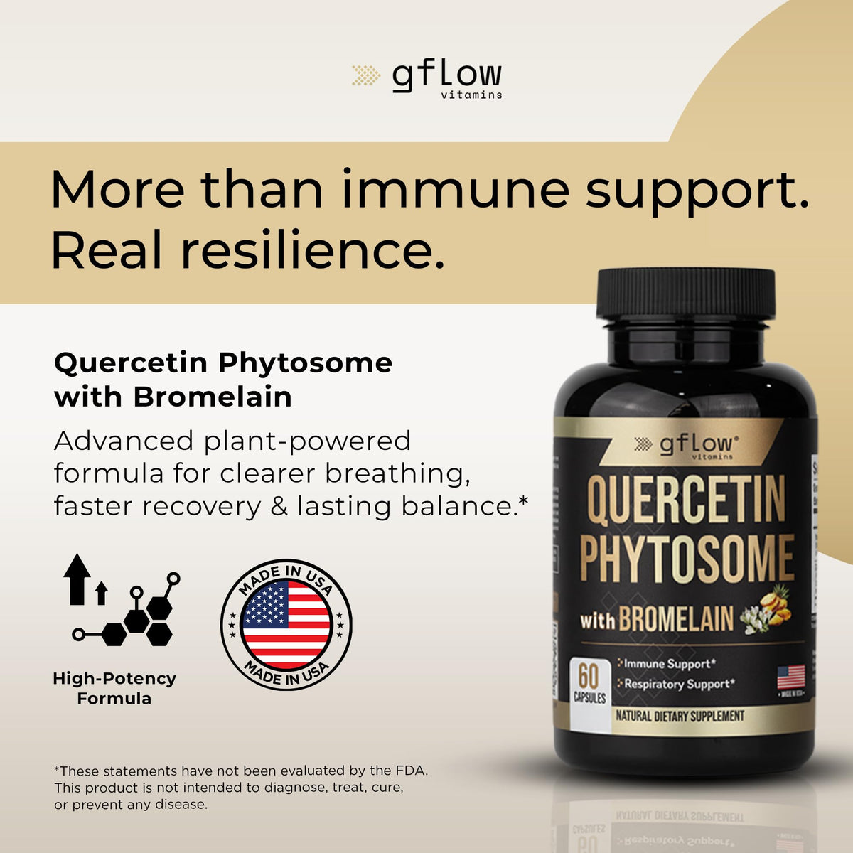 gflow vitamins Quercetin Phytosome 95% avec Bromélaïne 50g - capsules