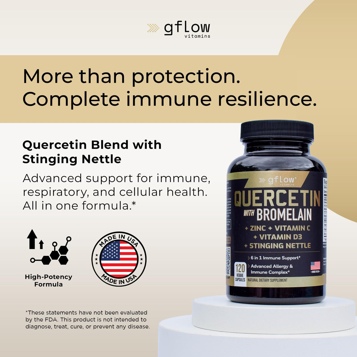 gflow vitamins Quercétine avec Bromélaïne 500mg capsules avec étiquette