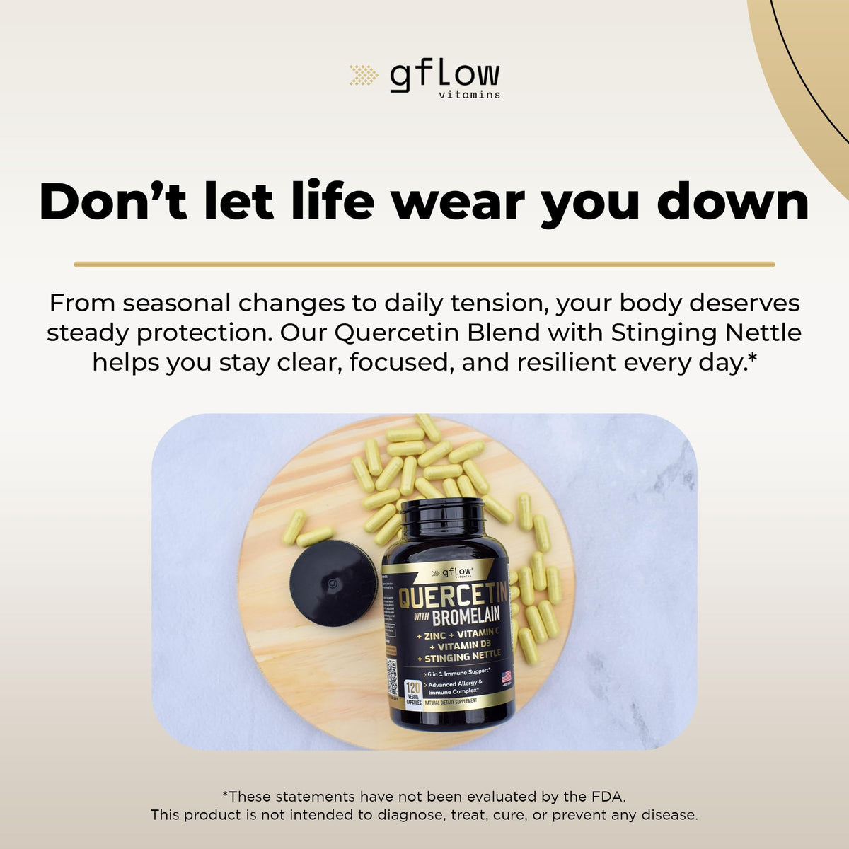 gflow vitamins Quercétine avec Bromélaïne 500mg ingrédients sur l'étiquette