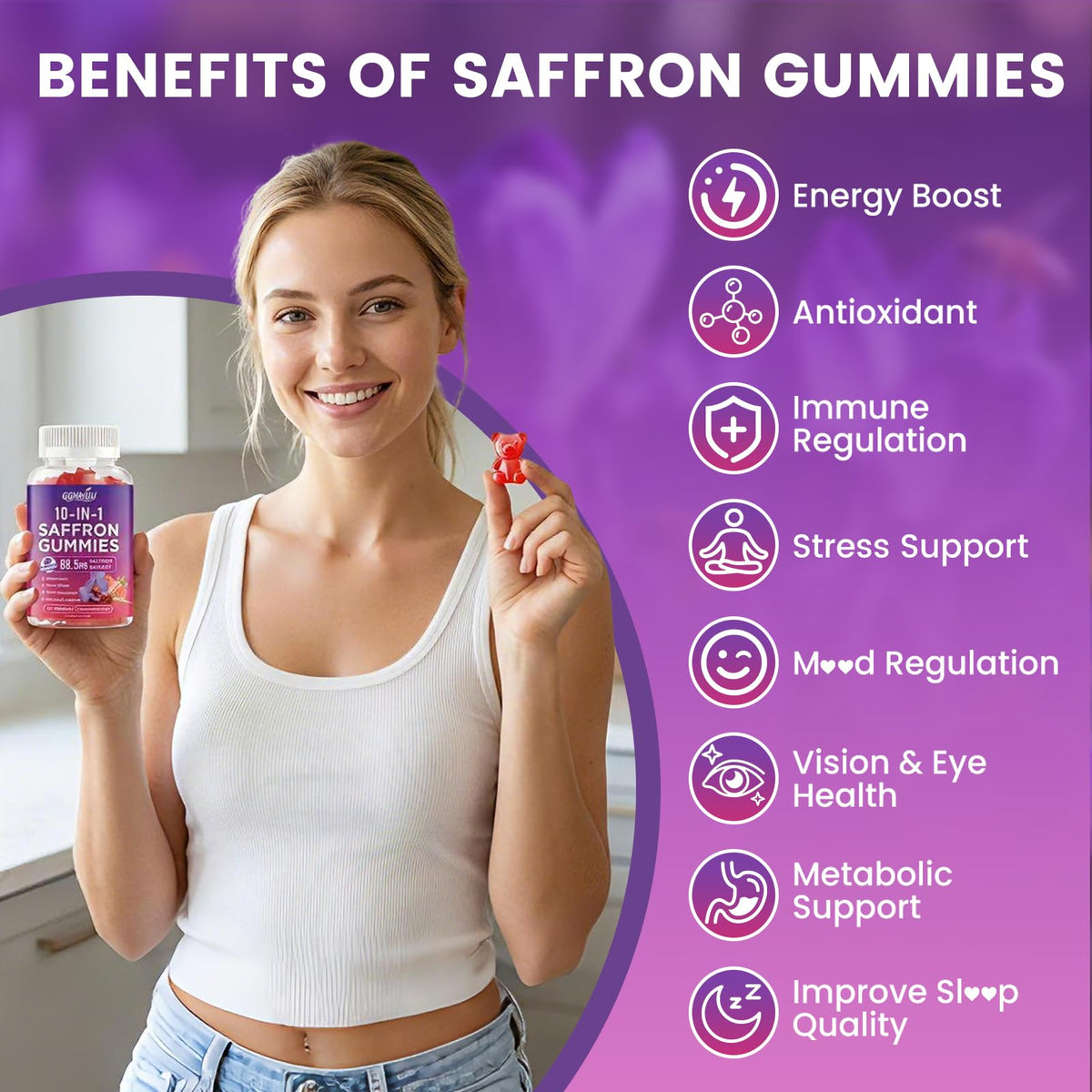 GGMMUU Gummies de Safran 60 Comp. Saveur Fraise - vue arrière