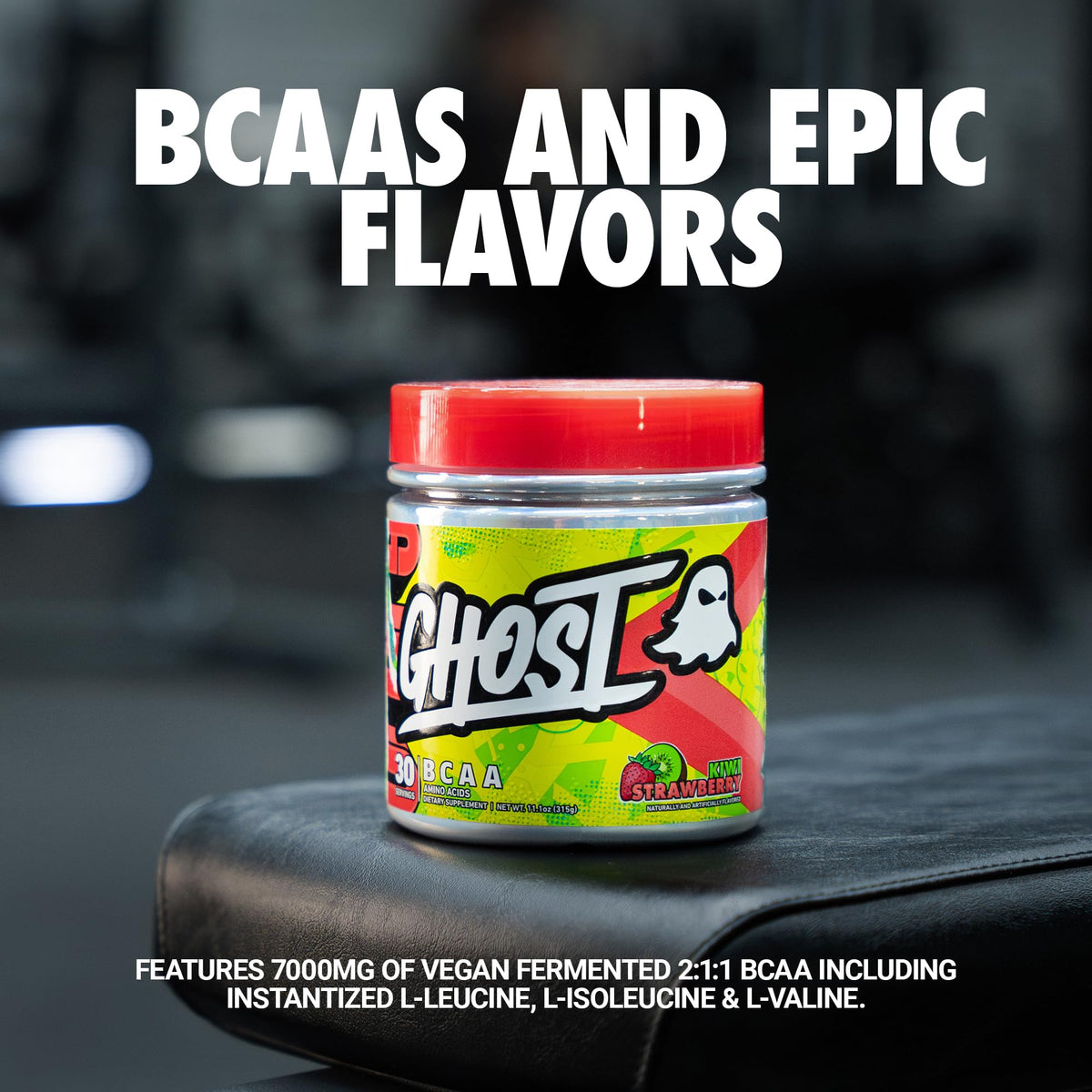 GHOST BCAA Kiwi Fraise scoop de 7g avec poudre