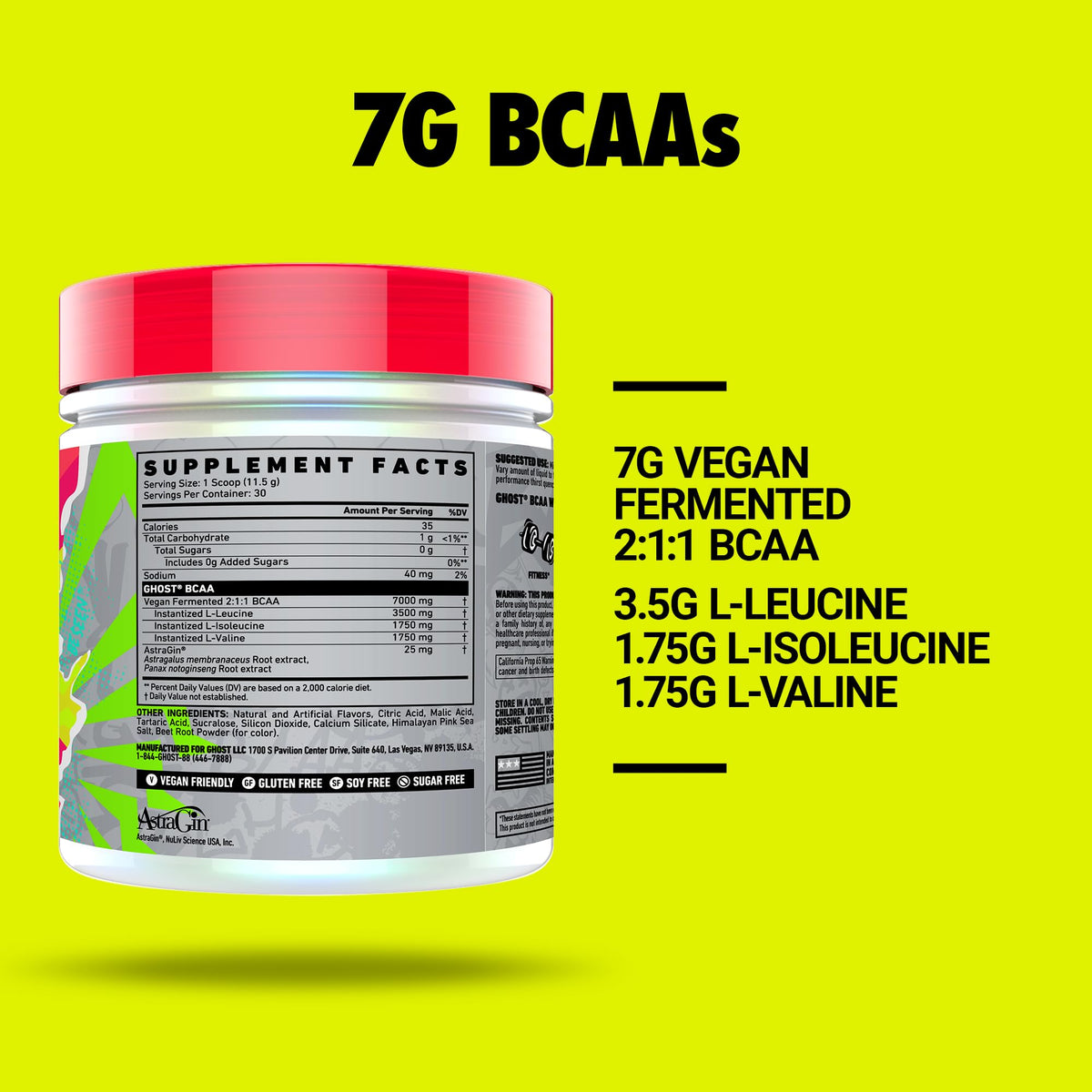 GHOST BCAA Poudre Fraise Pastèque avec une cuillère doseuse