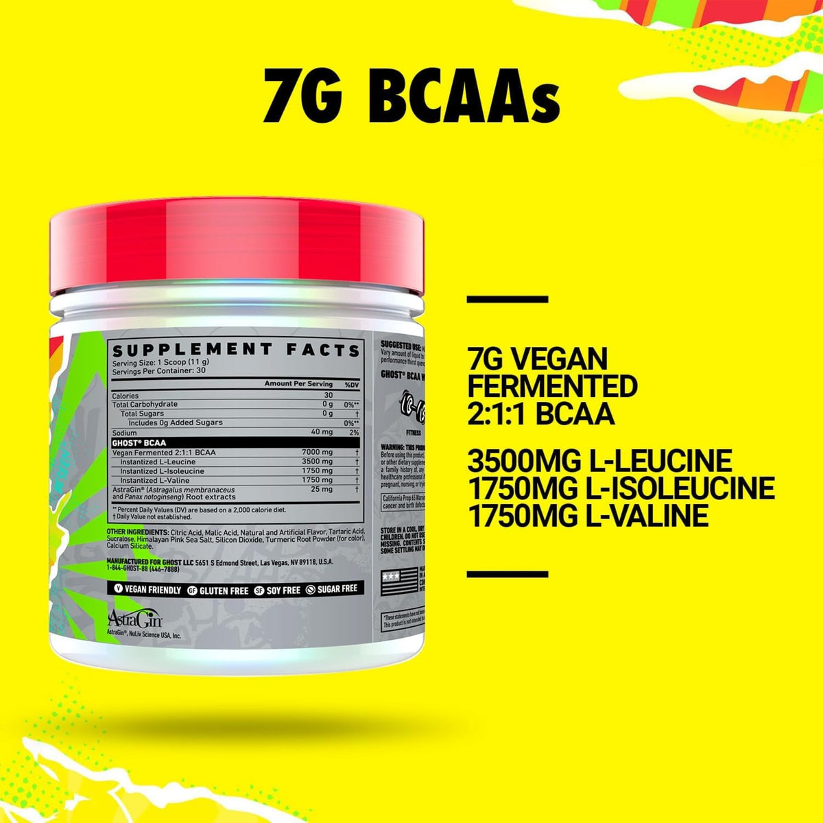 GHOST BCAA Poudre Saveur Citron informations nutritionnelles