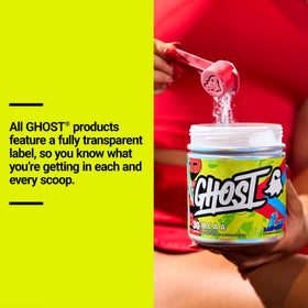 GHOST BCAA Poudre Saveur Framboise Bleue en contexte d'entraînement