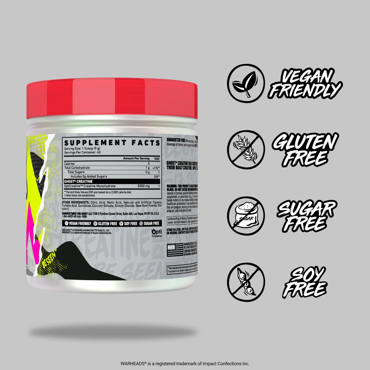 GHOST Créatine Monohydrate 5G, poudre dans une cuillère