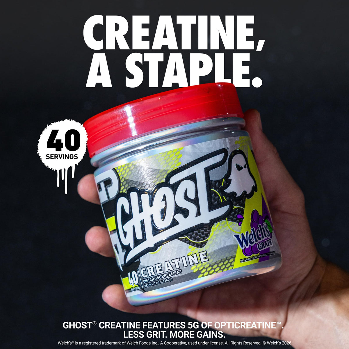 GHOST Creatine Monohydrate avec saveur raisin, vue arrière