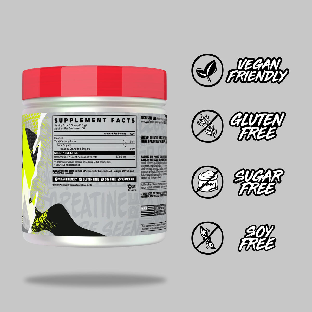 GHOST Creatine Monohydrate Poudre 5G OptiCreatine contenu en poudre