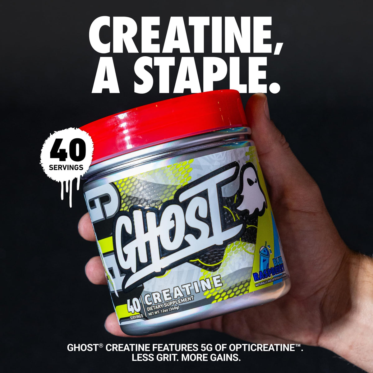 GHOST Creatine Monohydrate Poudre étiquette avec informations nutritionnelles