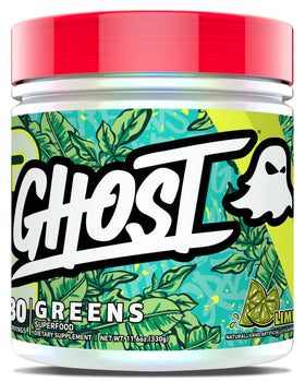 GHOST Greens Poudre saveur citron vert, vue de face