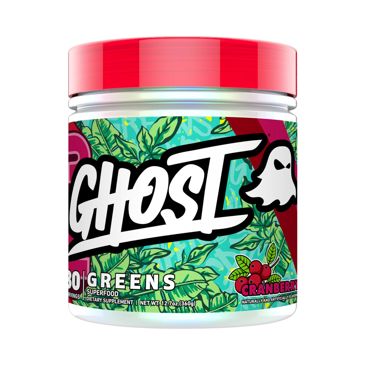 GHOST Greens Poudre Superaliment Cranberry 440g vue de face