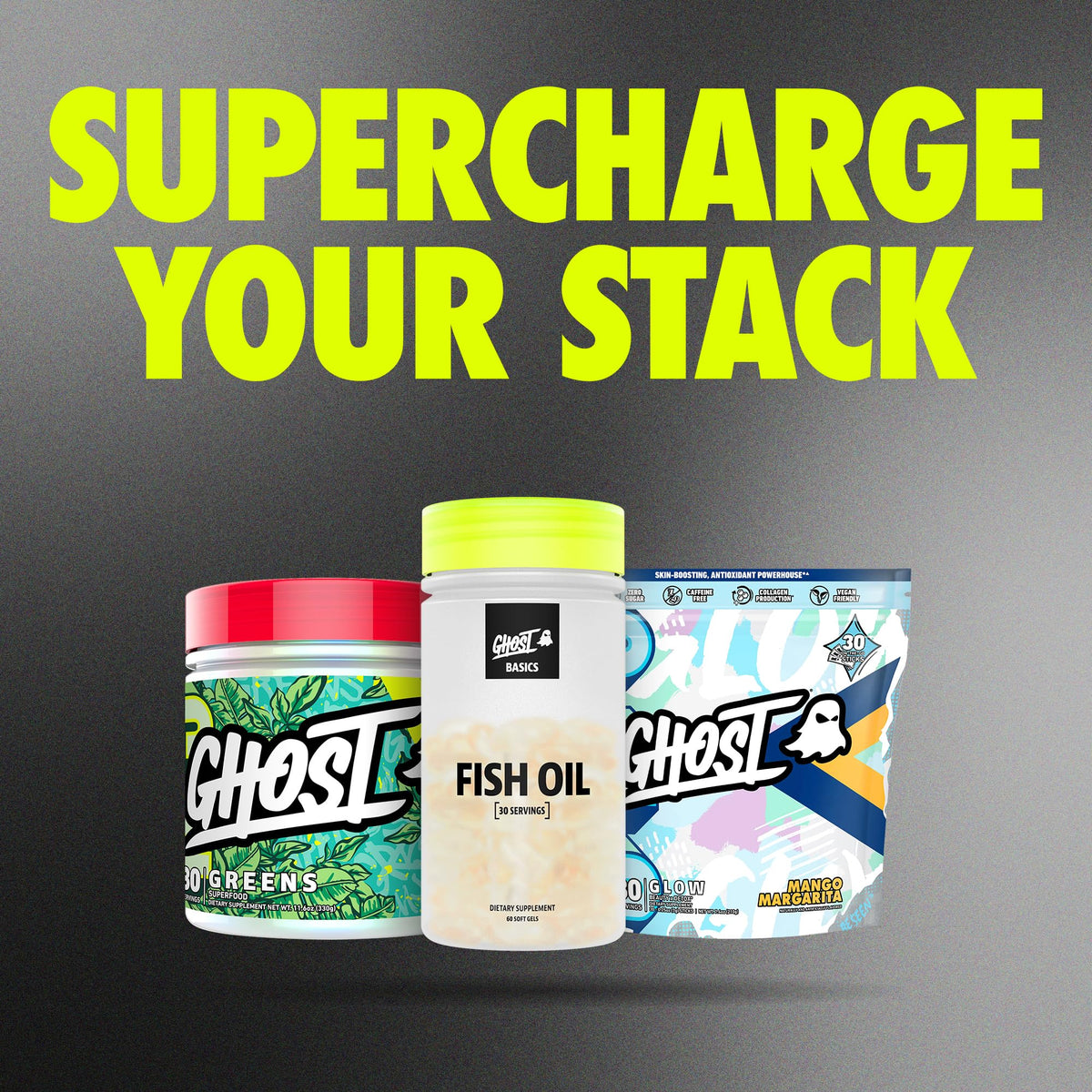 GHOST Huile de Poisson 3000MG gélules sur fond blanc