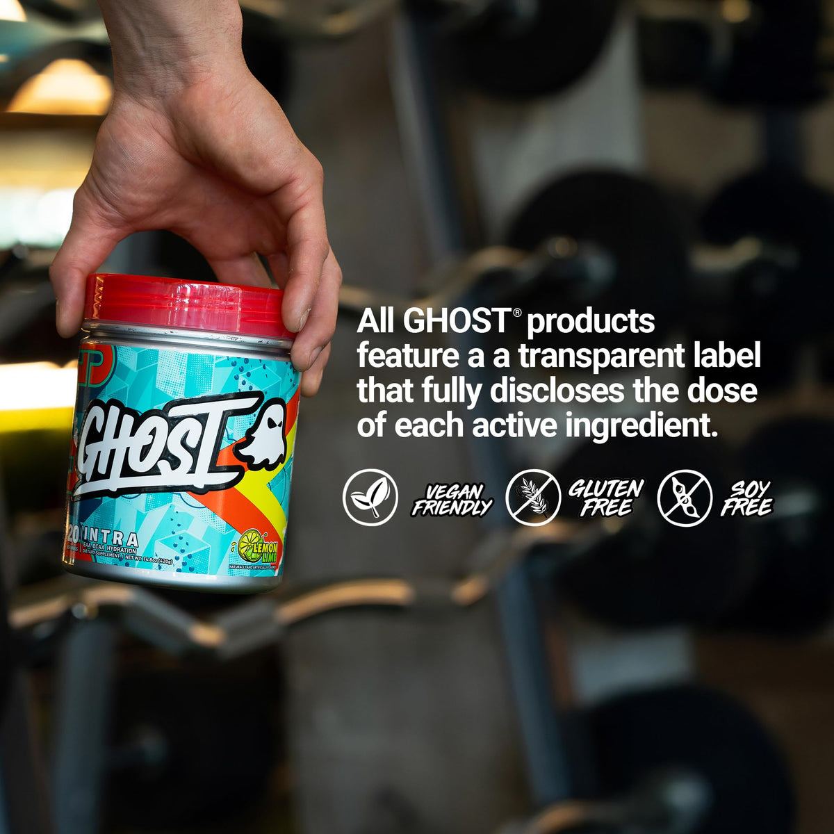 GHOST Poudre Intra-Workout Citron Lime avec une cuillère doseuse