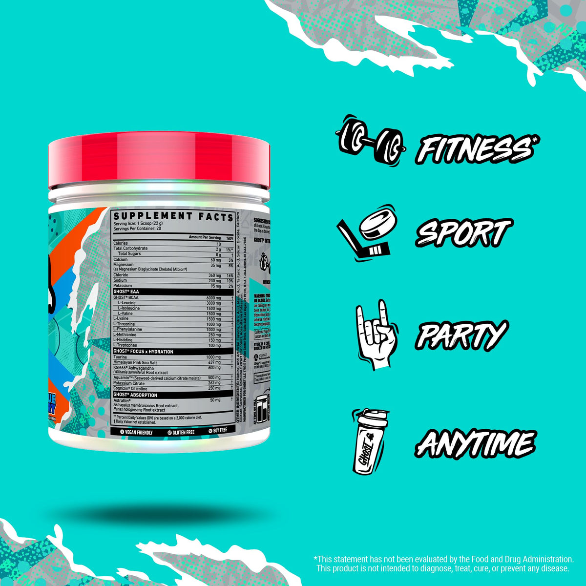 GHOST Poudre Intra-Workout Framboise Bleue 540g en utilisation