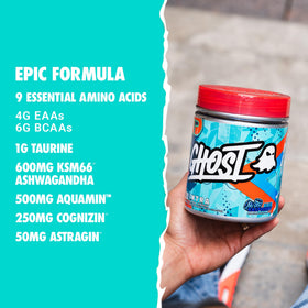 GHOST Poudre Intra-Workout Framboise Bleue 540g étiquette des ingrédients