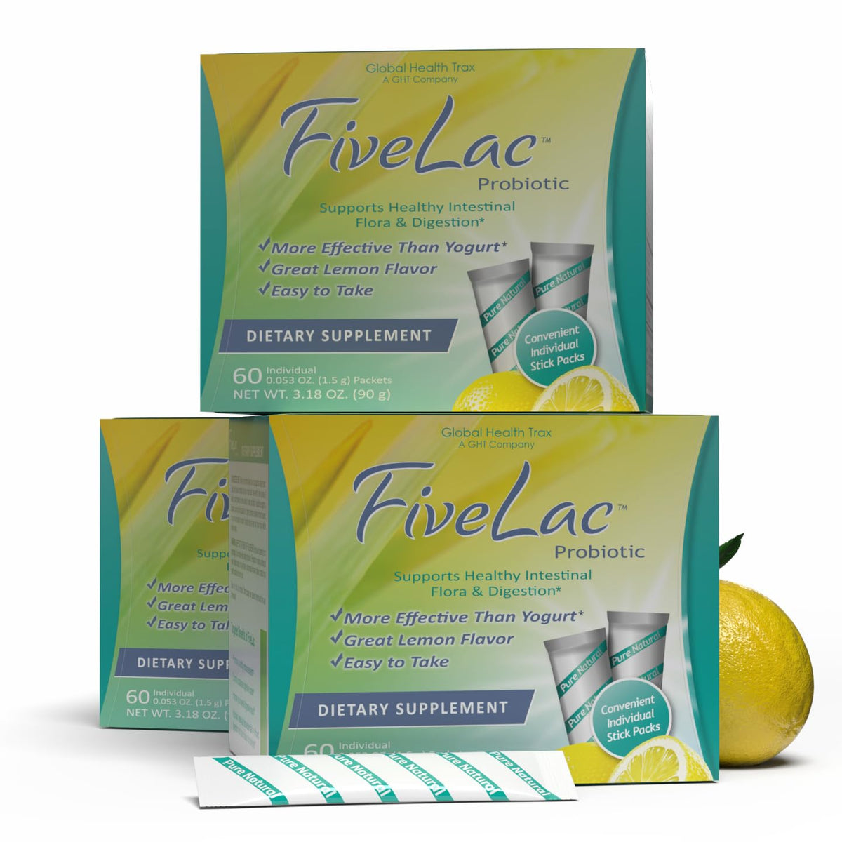 GHT FiveLac Poudre Probiotique Citron sachets en boîte