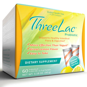 GHT Global Health Trax ThreeLac Mélange Probiotique Citron sachets en boîte