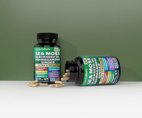 Gi.Da.Culture capsules de mousse de mer avec un verre d'eau