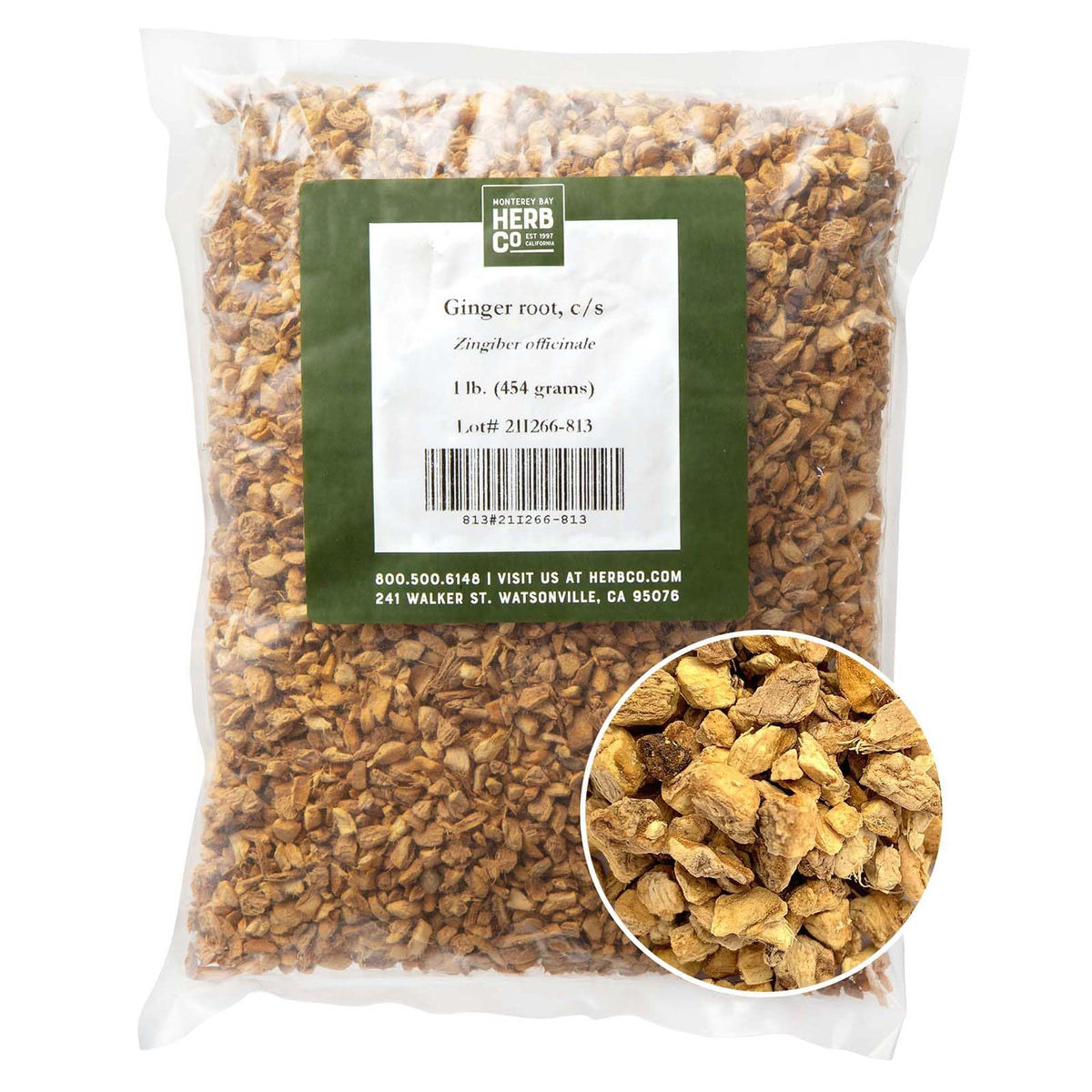 Gingembre coupé et tamisé de MONTEREY BAY HERB CO, 118g, vue avant