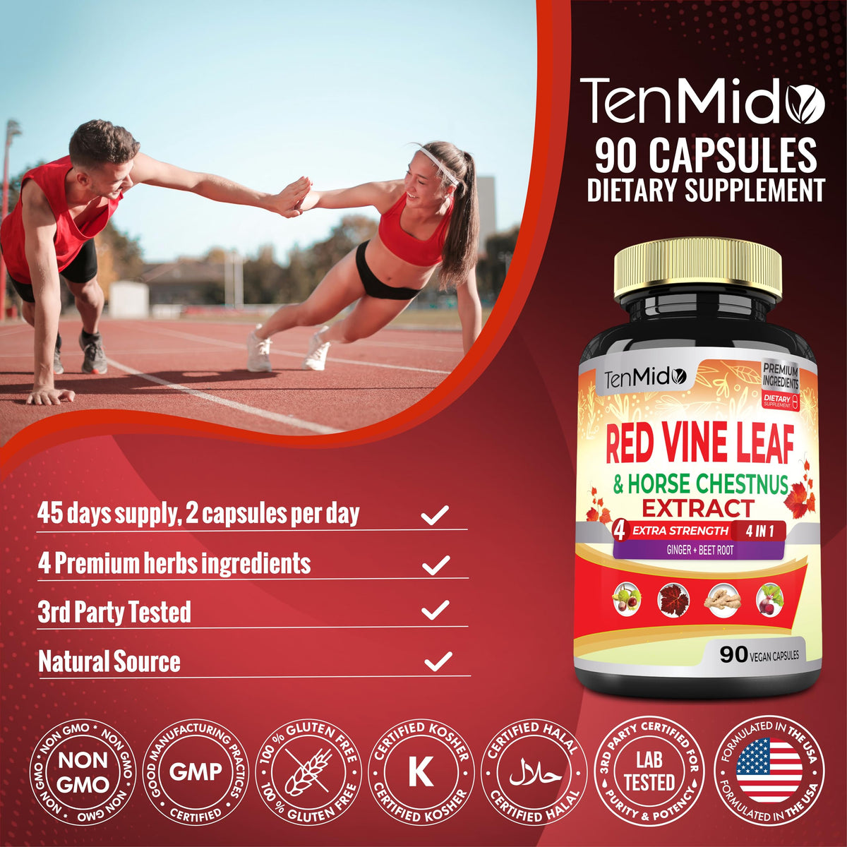 Gingembre et betterave sur un fond avec les capsules Tenmido