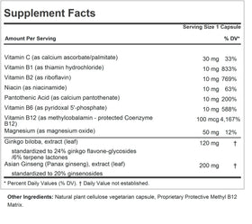 Ginkgo 120 Plus Ginseng 200mg capsules side view