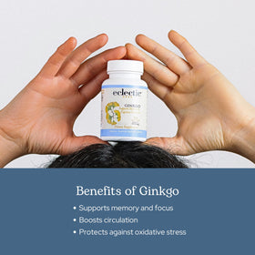 Ginkgo Biloba Capsules 450 mg ECLECTIC INSTITUTE sur une table