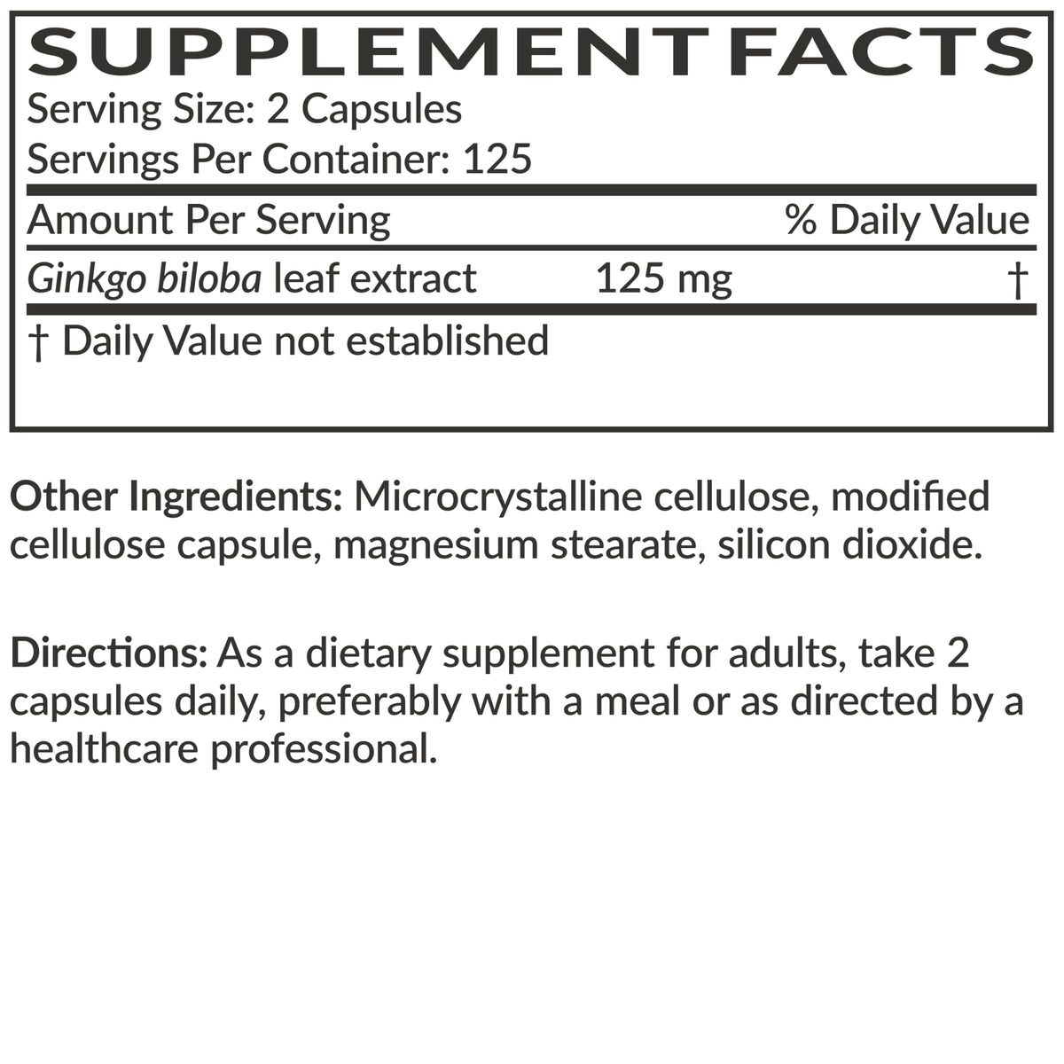 Ginkgo Biloba Futurebiotics sur une table en bois