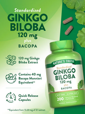Ginkgo Biloba Nature's Truth avec Bacopa, angle de vue rapproché