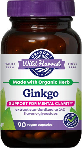 Ginkgo Biloba Oregon's Wild Harvest 90 capsules vue de face