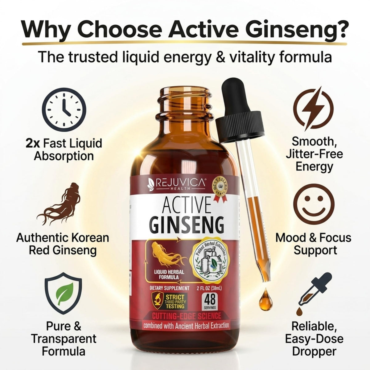 Ginseng Coréen Panax Rejuvica Health compte-gouttes