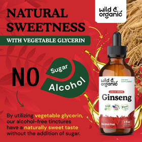 Ginseng coréen Wild & Organic avec un fond de plantes