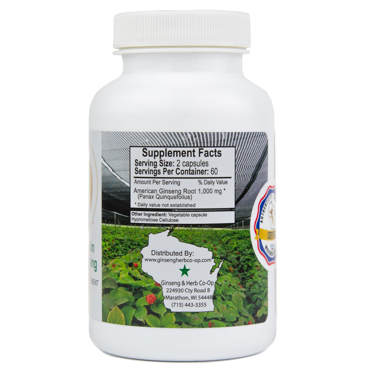 GINSENG & HERB CO-OP ginseng américain en gros plan