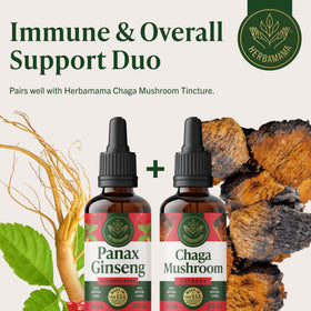Ginseng Panax HERBAMAMA sur une table en bois