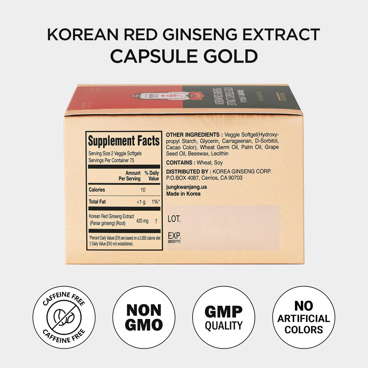 Ginseng rouge coréen extrait en capsules, flacon ouvert