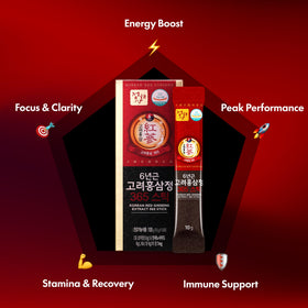 Ginseng rouge coréen JUNGWONSAM avec ingrédients en arrière-plan