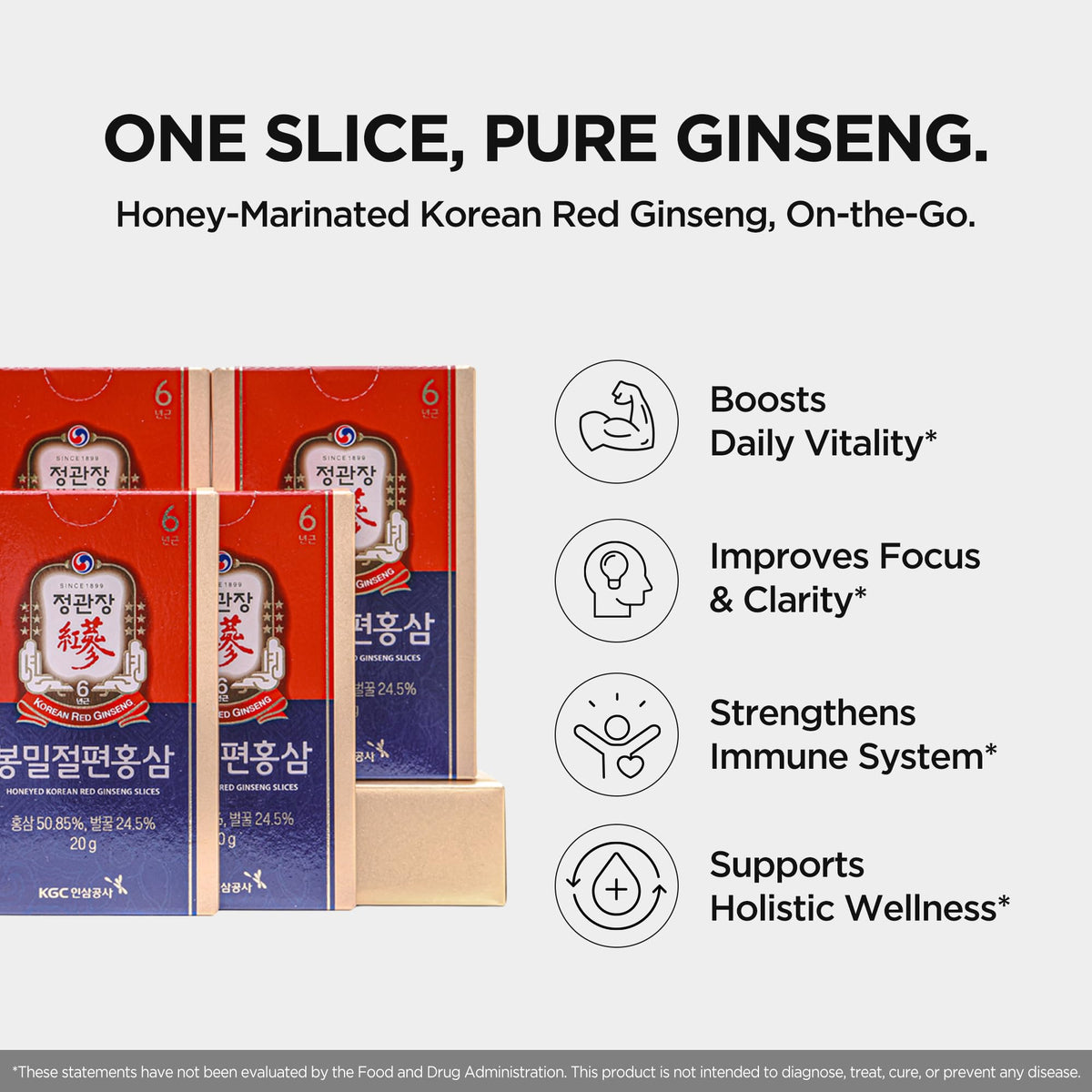 Ginseng rouge coréen miel tranché dans une assiette