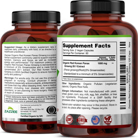 Ginseng Rouge Coréen Panax Bio Zazzee à côté de plantes