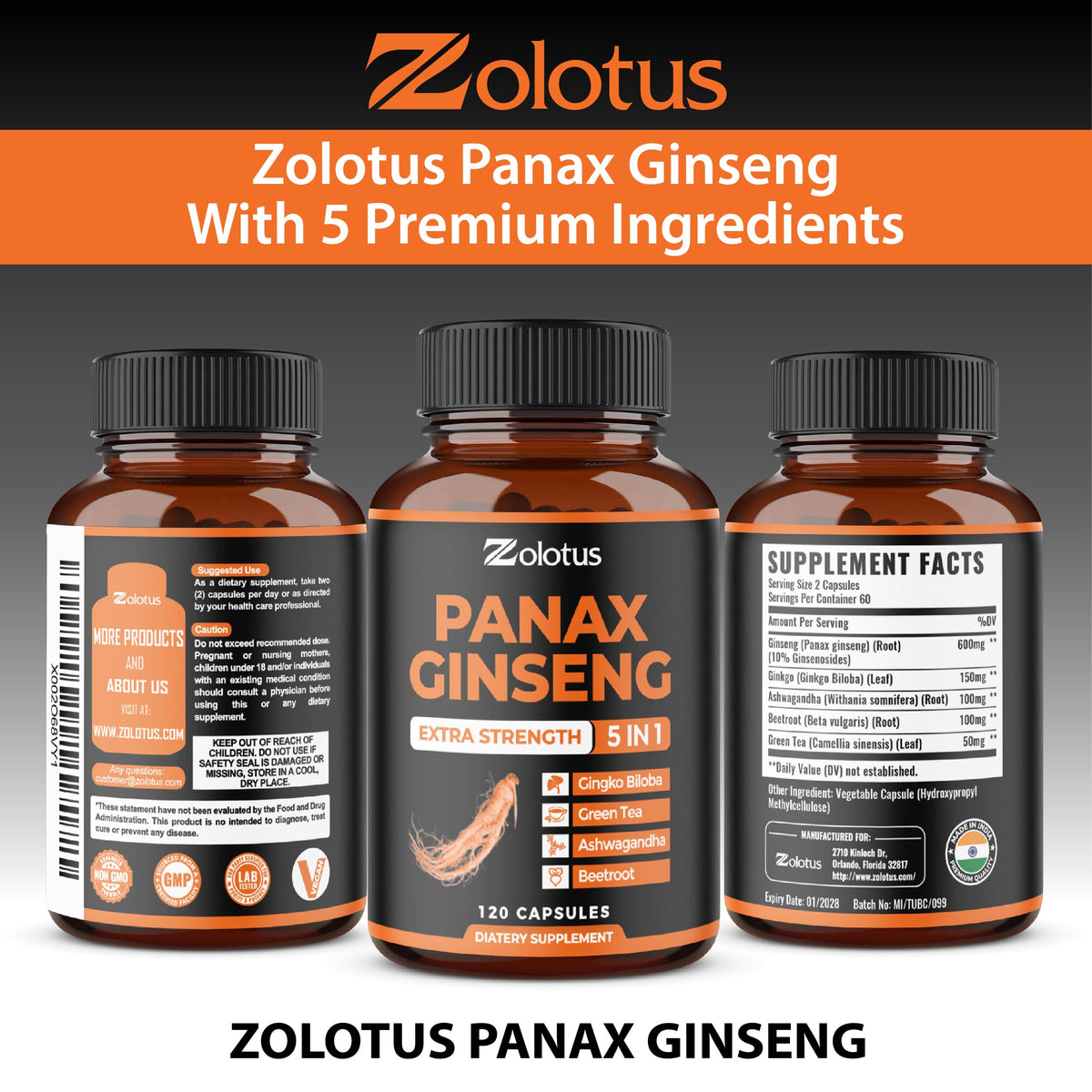 Ginseng Rouge Coréen Zolotus, boîte ouverte avec capsules