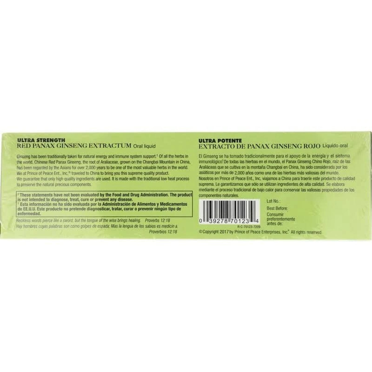 Ginseng rouge Panax en bouteille vue de côté