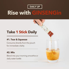 GINSENGin Extrait de Ginseng Rouge Coréen versé dans un verre d'eau