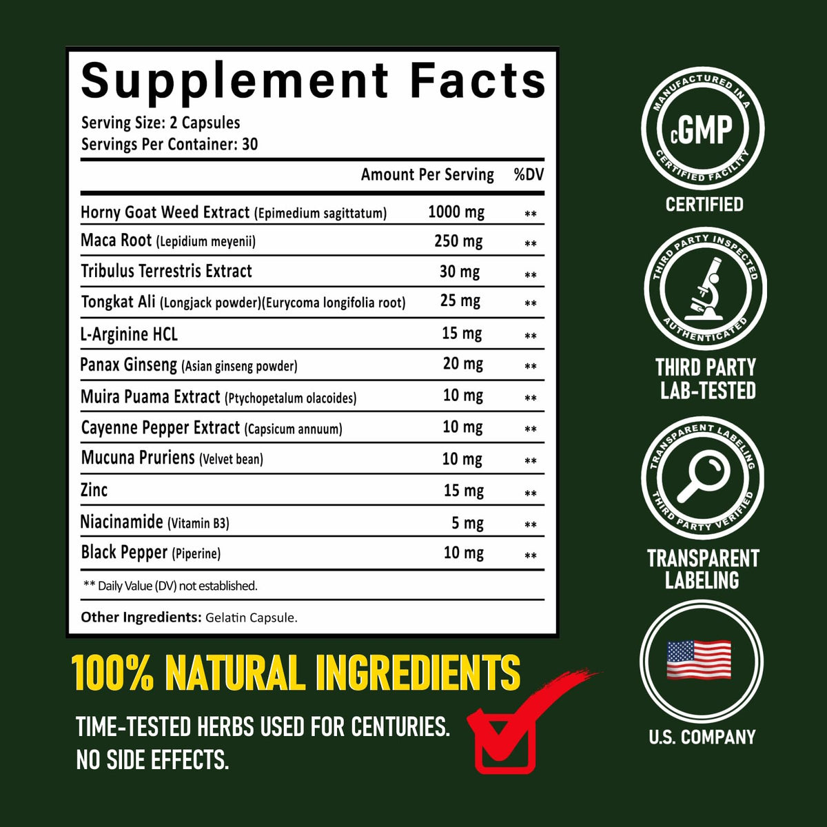 GLADTON Power 12 complément alimentaire 1000 mg, flacon ouvert avec capsules