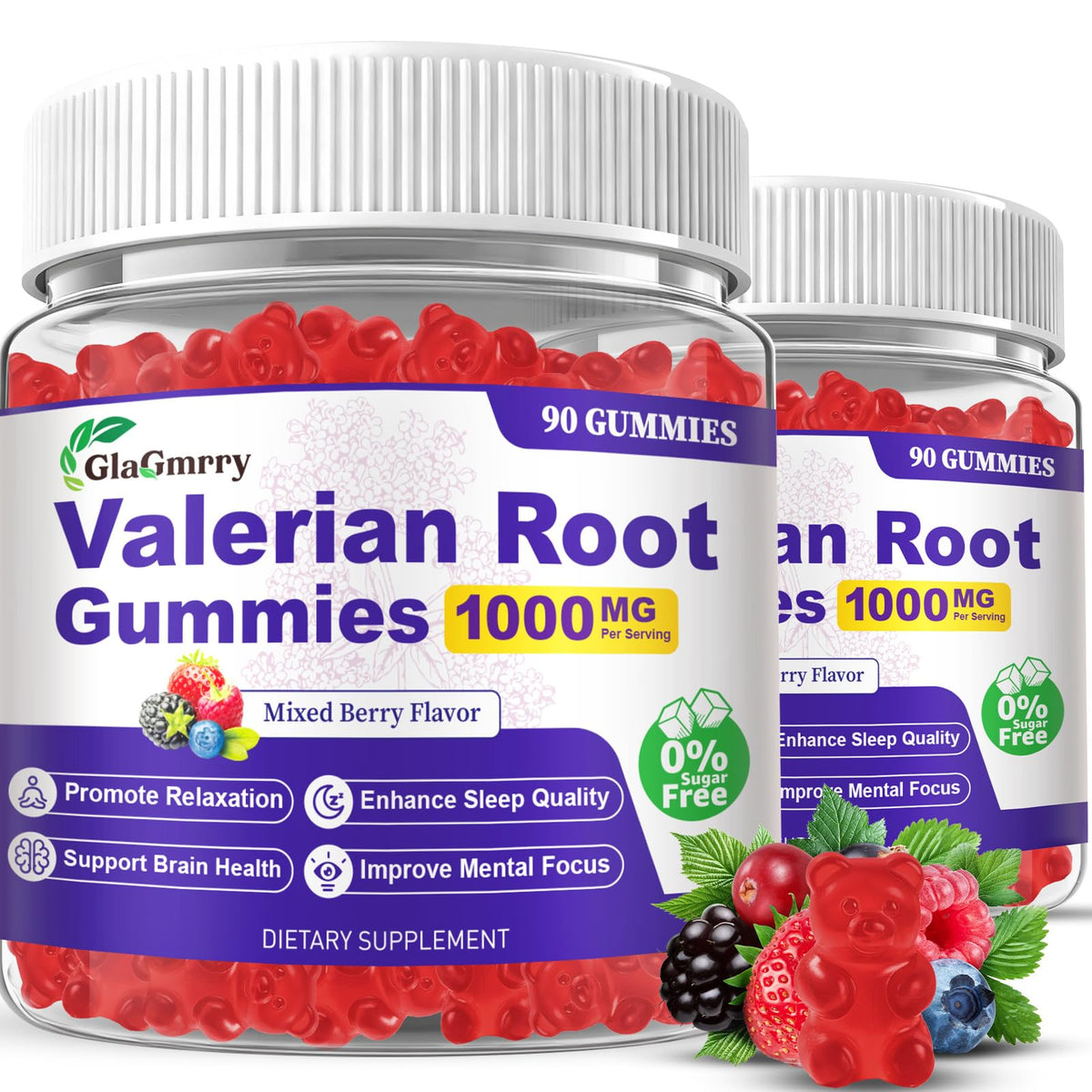 GlaGmrry gummies à la racine de valériane pot de 180 unités