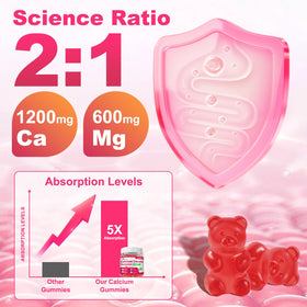 GlaGmrry Gummies de Calcium Citrate avec ingrédients affichés