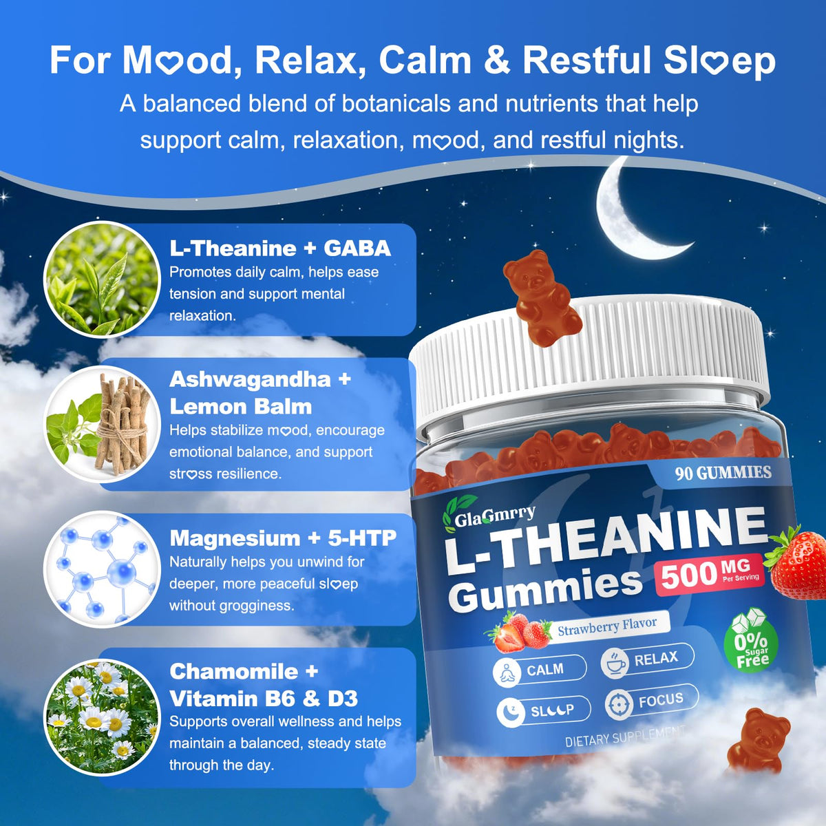 GlaGmrry Gummies L-Theanine, dosage par portion