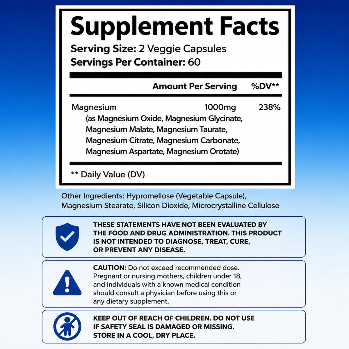 GLAMARA Magnesium Complex 1000mg capsules with herbal background