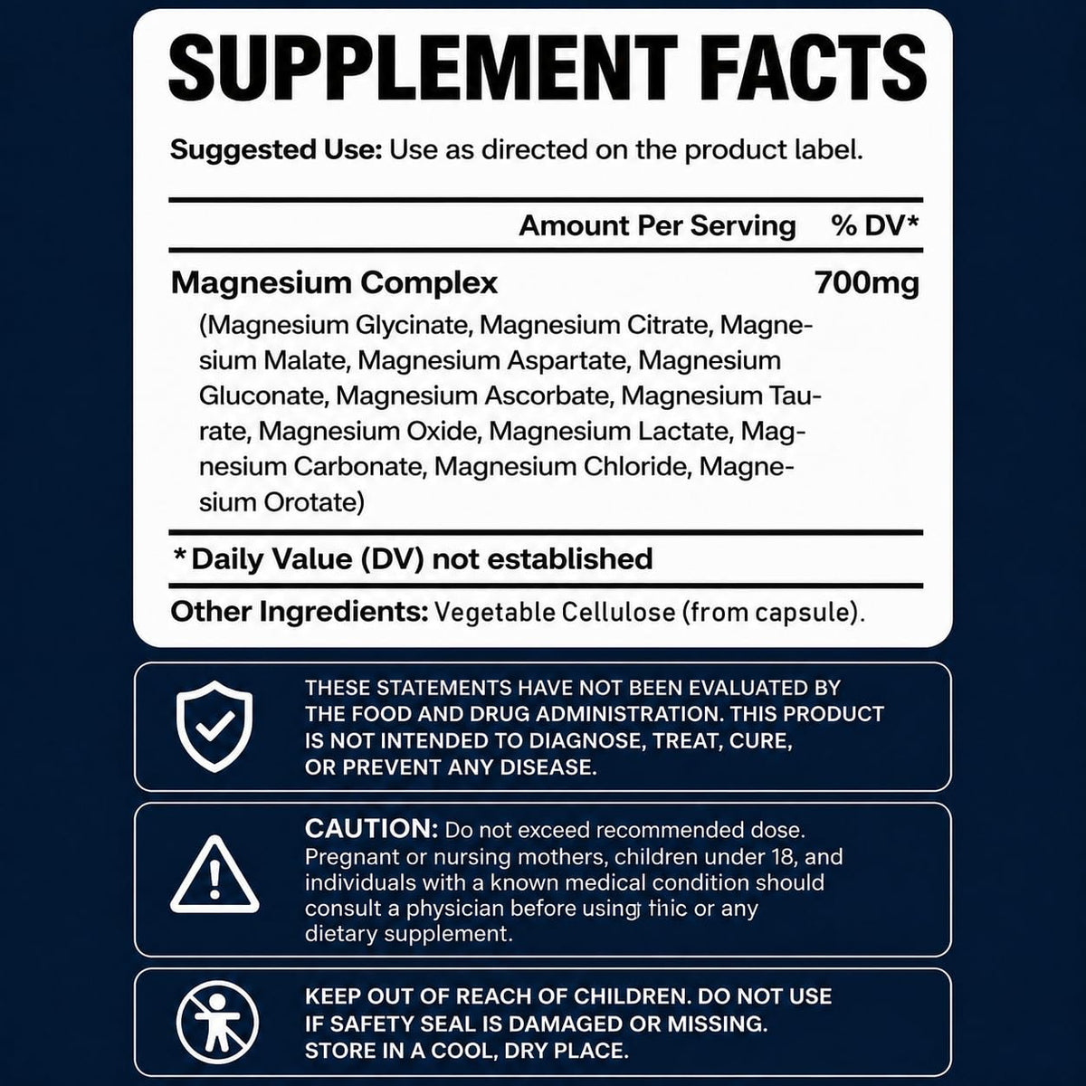 GLAMARA Magnesium Complex 12 en 1 120 Capsules avec un verre d'eau