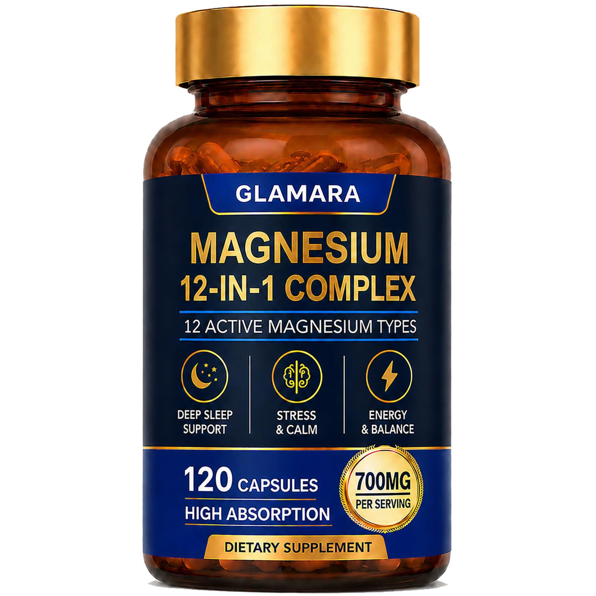 GLAMARA Magnesium Complex 12 en 1 120 Capsules Végétaliennes, vue de face