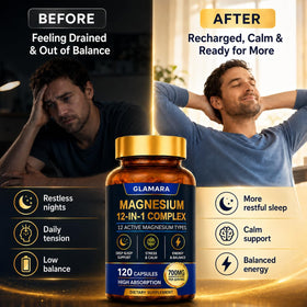 GLAMARA Magnesium Complex 12 en 1 avec un fond naturel