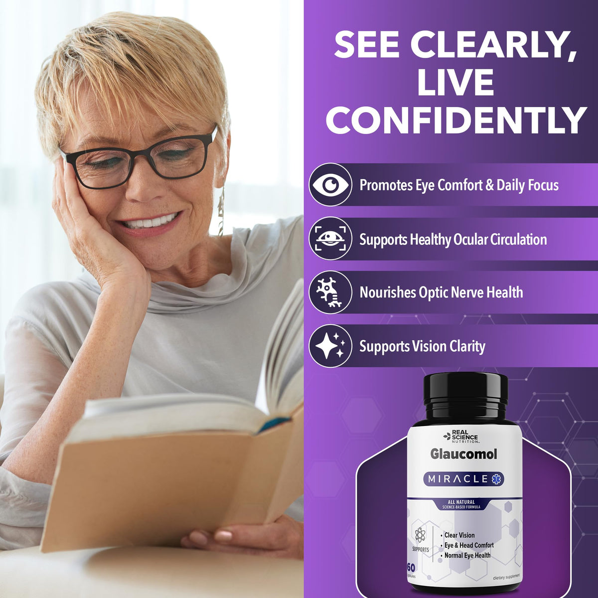 Glaucomol Miracle côté de l'emballage avec informations nutritionnelles