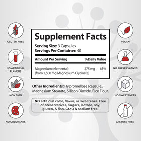 Glicinate de Magnésium Socotra Health avec informations nutritionnelles